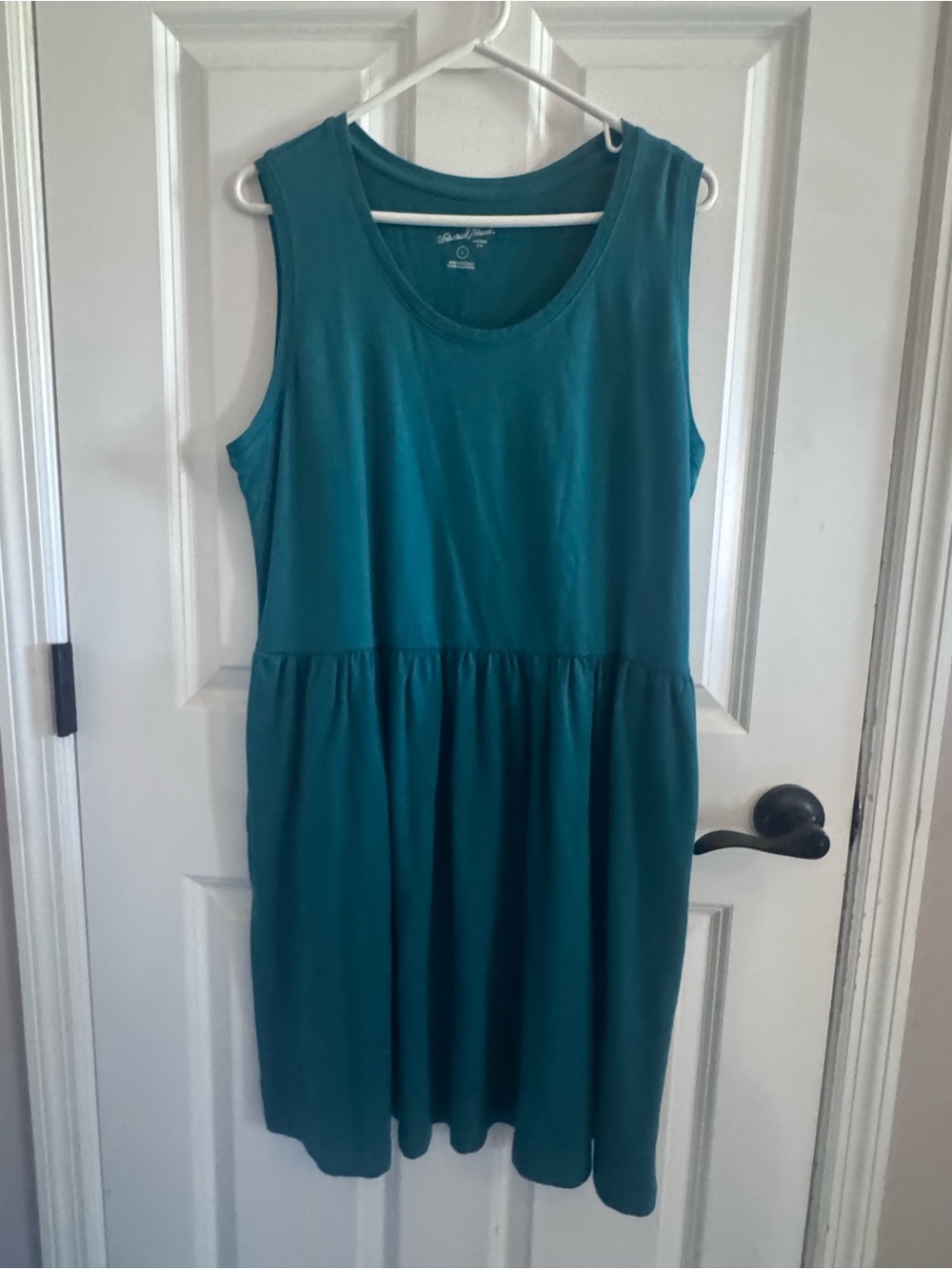 Universal Thread Teal Scoop-Neck Sleeveless Gathered-Waist Dress